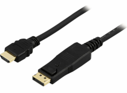 Deltaco DisplayPort - HDMI kabel 2m černý (Deltaco DP-3020 - 2m HDMI typ A až D)