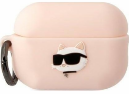 Karl Lagerfeld Case Karl Lagerfeld KLAP2RUNCHP Apple AirPods Pro 2 kryt růžový/růžový Silikonová Choupette Head 3D