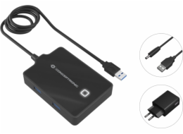 Conceptronic USB HUB CONCEPTRONIC USB-Hub 4-Port 3.0 ->4x3.0 m.Netzteil sw