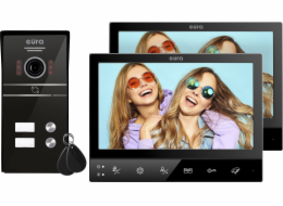 Eura Video interkom EURA VDP-80C5 - dvouřadý, černý, 2x LCD 7  , FHD, podpora 2 vstupů, 1080p kamera, RFID čtečka, povrchová montáž
