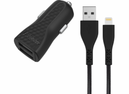 Nabíječka do auta Energizer Energizer 2xUSB + Lightning kabel (1,2m) černý