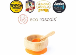 ECO RASCALS ECORASCALS Bambusová miska, tmavě oranžová, s přísavkou a lžičkou jedné velikosti