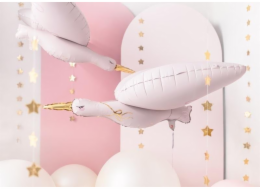 Fóliový balónek Party Deco Stork, světle růžový, 103x60cm