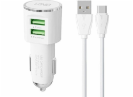 LDNIO nabíječka LDNIO DL-C29 autonabíječka, 2x USB, 3,4A + USB-C kabel (bílý)