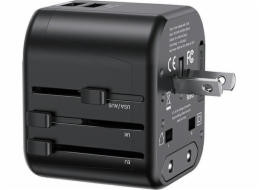 Usams Charger USAMS Wall Charger 2xUSB T55 12W univerzální adaptér 4v1 USA/AU/EU/UK černá CC173TC01 (US-CC173)