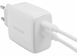 Ricomm nabíječka 65W GaN síťová nabíječka Ricomm RC652 EU, 2xUSB-C + USB-C kabel 2,1m