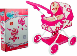 Lean Sport Pink hluboký kočárek pro panenky s květinami