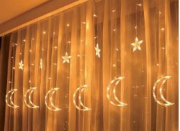 PR LED světelný závěs, Hvězdy a měsíce, teplé bílé světlo