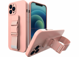 Hurtel Rope case gelové pouzdro s řetízkem na kabelku šňůrka na kabelku iPhone 12 Pro růžové