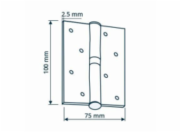 Dveřní panty, 100 x 75 x 2,5 mm, mat. zelená barva, 2 ks.