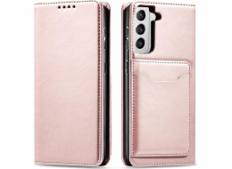 Hurtel Magnet Card Case pro Samsung Galaxy S22, kryt, peněženka, stojánek na karty, růžová