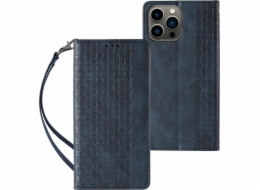 Hurtel Magnet Strap Case pro Samsung Galaxy S23 flip cover peněženka mini stojánek na šňůrku modrý