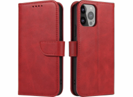 Pouzdro Hurtel Magnet Case pro kryt Samsung Galaxy S23+ s chlopní stojánkem na peněženku červené