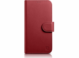 iCarer iCarer Wallet Case 2v1 iPhone 14 Case Kožený kryt s odklápěcím anti-RFID červeným (WMI14220725-RD)