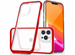 Silikonový kryt Hurtel Clear 3v1 iPhone 14 Pro Max s červeným rámečkem