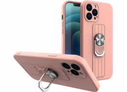 Silikonové pouzdro Hurtel ETUI Ring Case s kroužkem na prst a stojánkem pro Samsung Galaxy S22 Ultra Pink CASE