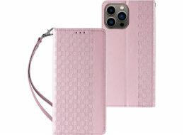 Hurtel Magnet Strap Case Case pro iPhone 12 Pro Wallet Cover + Mini Lanyard Pendant Pink