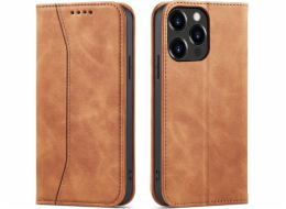 Pouzdro Hurtel Magnet Fancy Case pro iPhone 13 Pro krycí karty peněženka stojánek na karty hnědý