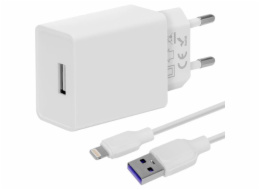 OBAL:ME Cestovní Nabíječka USB-A 10W + USB-A/Lightning Kabel 1m White