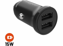 Nabíječka FIXED s 2xUSB výstupem, 15W Smart Rapid Charge, černá