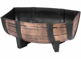 Květináč sud plast s dřevěným efektem zlatý 41x29x19 cm