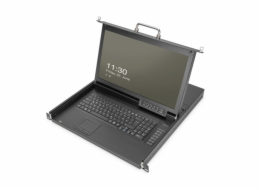 DIGITUS 17" Modulární HD LCD TFT KVM konzole, 1-port VGA, německá klávesnice, barva černá (RAL 9005)