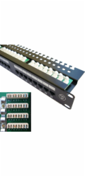 DATACOM Patch panel 24x RJ-45,Cat5e UTP, 19" s vyvázáním, horní zářez