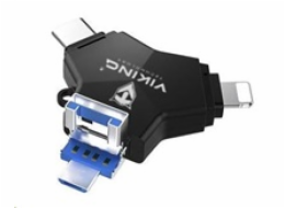 Viking USB Flash disk 3.0 4v1 s koncovkou Lightning/Micro USB/USB/USB-C, 32 GB, černá