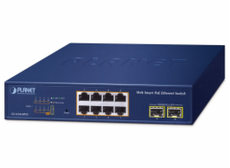 Planet GS-2210-8P2S WEBsmart L2 switch, 8x1Gb, 2x1Gb SFP, 8x PoE 802.3at 120W, QoS