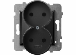 Ospel Aria dvojitá zásuvka, černá metalíza (GP-2UR/m/33)