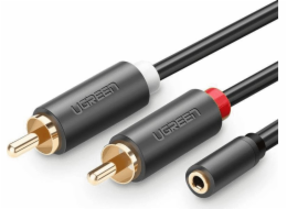 Ugreen Jack 3,5 mm - RCA (Cinch) kabel x 2 0,25 m černý (UGR649BLK)
