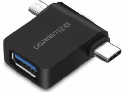 Ugreen microUSB USB adaptér – USB + USB-C černý (30453)