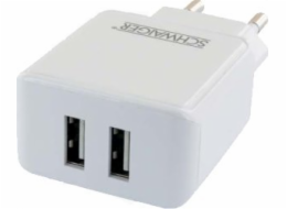 Schwaiger USB adaptér Schwaiger 230V Ladeadapter 2x USB 2.4A weiß