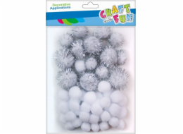 Craft with Fun CF POMPON DECKORATION 50KS/MIX WHITE GROSS 12/144