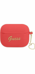 Ochranné pouzdro Guess Silicone Charm Heart Collection pro AirPods Pro červené