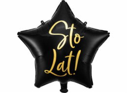 Party Deco Foil balónek Sto Lat!, 40 cm, černý