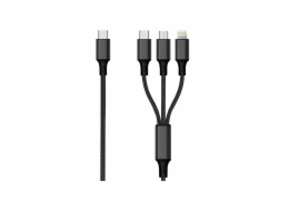USB 2GO USB-C - USB-C + microUSB + Lightning kabel 1,5 m černý (797259)
