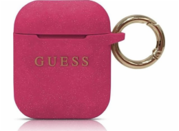 Guess GUACCSILGLBK silikonové třpytivé ochranné pouzdro pro AirPods 1/2 Burgundy