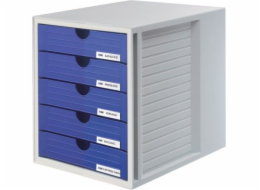 HAN SET ZÁSUVEK 5 HAN SYSTEM-BOX A4 POLYSTYREN ŠEDO-MODRÝ - HN145014-10