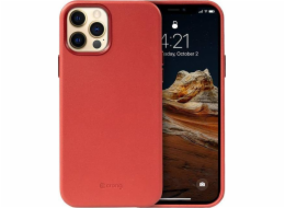 Crong Crong Essential Cover – iPhone 12 Pro Max Faux Leather Case (červený)