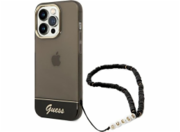 Pouzdro Guess Guess GUHCP14XHGCOHK Apple iPhone 14 Pro Max černo/černé pevné pouzdro Translucent Pearl Strap