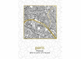 Affek Design Picture Mapa města Paříže 45x60x1,8 cm