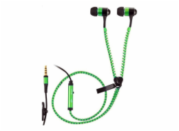 Sluchátka Trevi, ZIP 681 M, špuntová, kabel 1 m, s mikrofonem, klip na uchycení, zelené