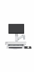 ERGOTRON StyleView® Sit-Stand Combo Arm s prac. plochou,nástěnný držák do lišty LCD, klávesnice+ myš,sklopný,bílý