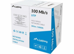 LANBERG LAN KABEL 100MB/S 305M PEVNÝ CCA ŠEDÝ 