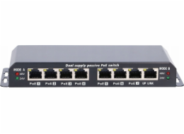 ExtraLink Elalink 8-Port Fe Unsaged POE Switch 18-57V DC, v sadě 24V 90W PowerAdapter