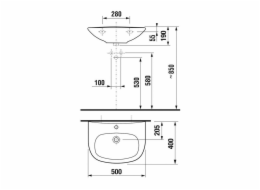 Umyvadlo JIKA ZETA, 500×400 mm