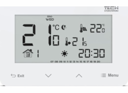 Tech Drátový ovladač ST-293z v3, bílý, dvoustavový pokoj, napájení 230V, skleněný, pod omítku