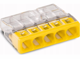 Rychlospojka Instalační svorka rychlospojka Wago 5X2,5 mm2 (2273-205/996-020) 2273-205/995-020 transparentní žlutá NOVINKA WAGO /blistr 20ks/