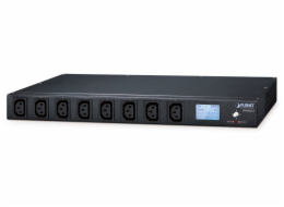 Planet IPM-8221, IP ovládání 8x zásuvek 240V/10A, 1U Rack/desktop, LED+displej, port pro senzor